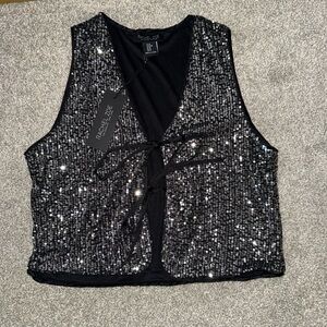 Rachel Zoe Silver Sequin Crop Top